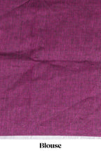 Wine Pink Striped Linen Cotton Saree with Self Border Contrast Pallu and Matching Plain Blouse