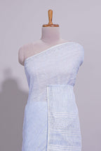 Lavender shade Plain  Linen Cotton saree With Matching border and Striped Blouse