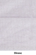 Grey shade Plain  Linen Cotton saree With Matching border and Striped Blouse