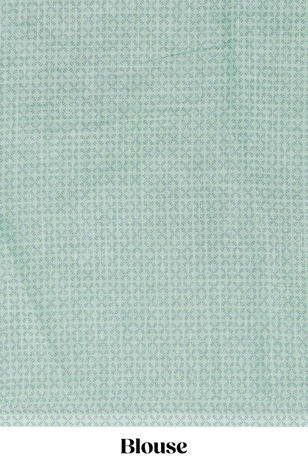Pastel green linen saree tree motifs and tiny sequin with scalloped border and matching blouse
