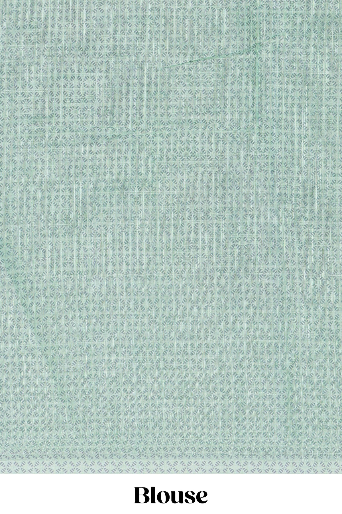 Pastel green linen saree tree motifs and tiny sequin with scalloped border and matching blouse