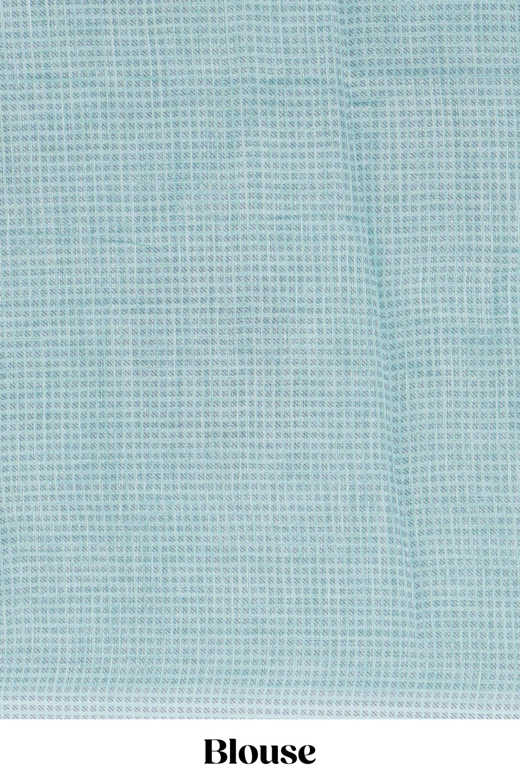 Pastel blue linen saree tree motifs and tiny sequin with scalloped border and matching blouse