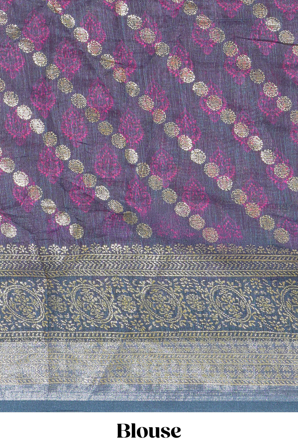 Pink colour linen cotton saree with zari striped body and contrast border with geometric pallu along with contrast blouse