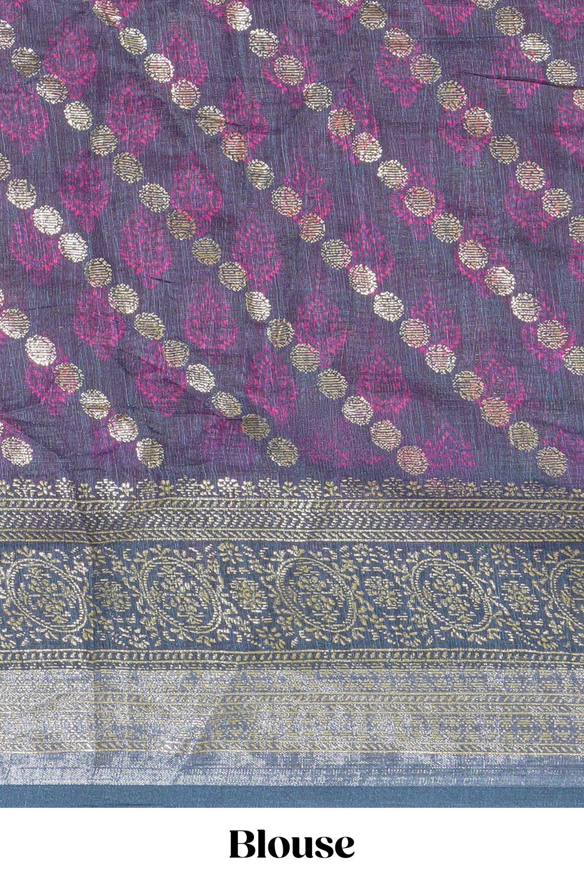 Pink colour linen cotton saree with zari striped body and contrast border with geometric pallu along with contrast blouse