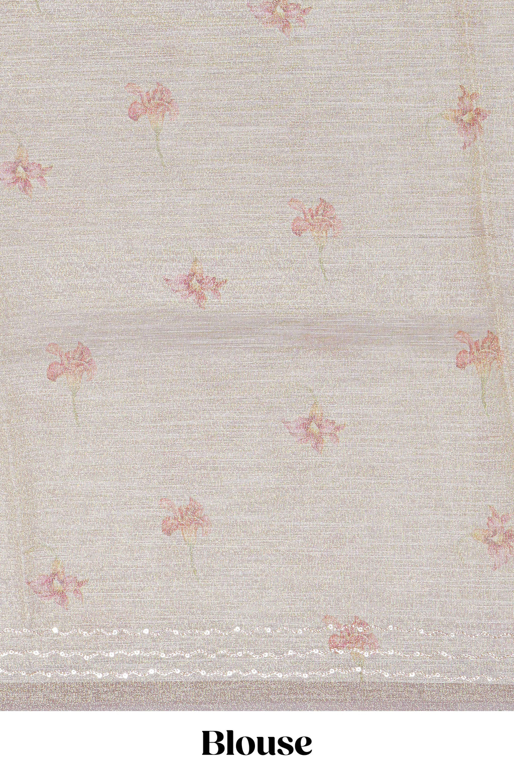 Soft olive green Floral printed linen cotton saree with contrast zari  border and self pallu along with matching blouse