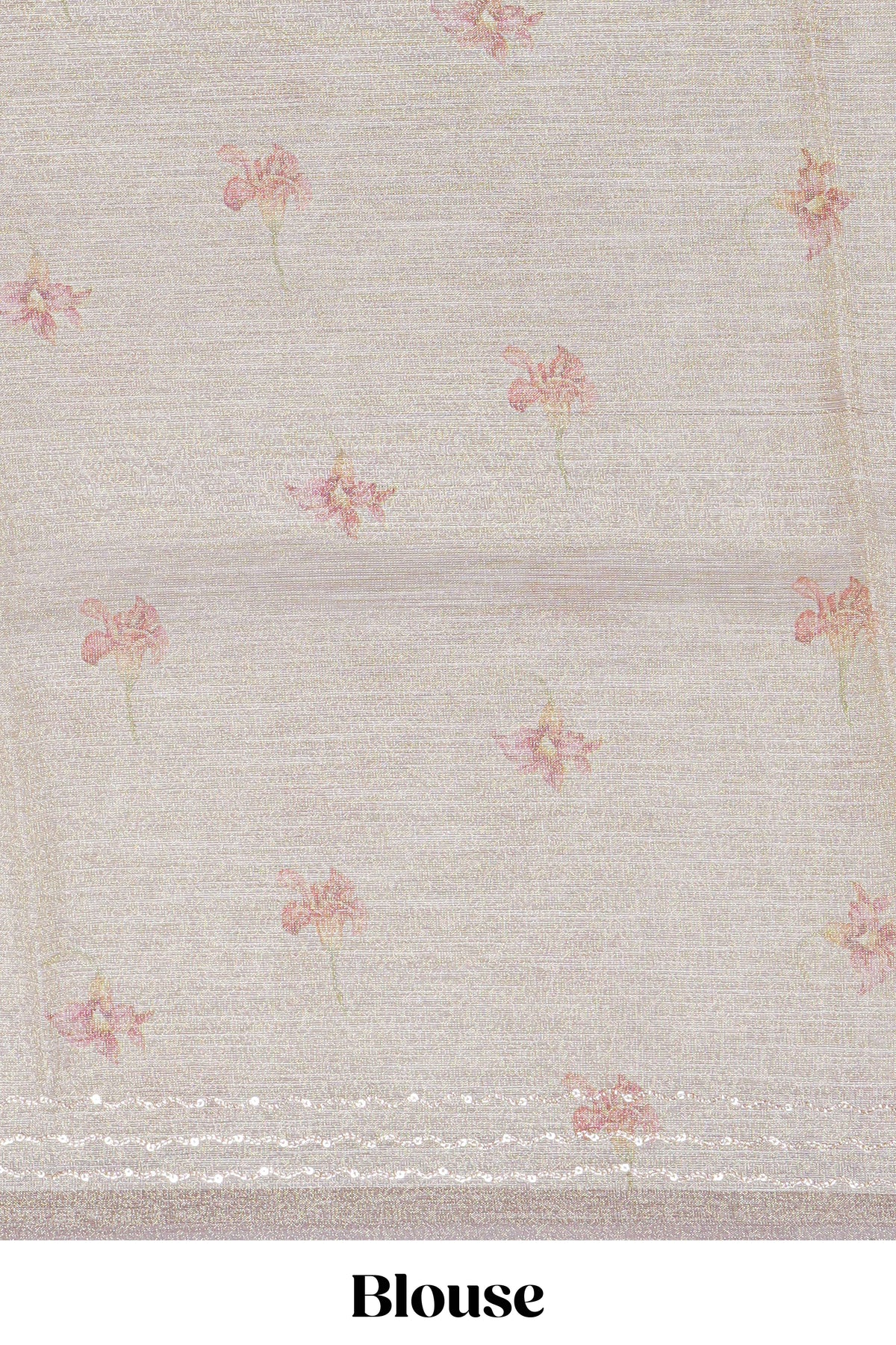 Soft olive green Floral printed linen cotton saree with contrast zari  border and self pallu along with matching blouse
