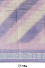 Beige colour linen cotton saree with geometric design body and contrast border with geometric pallu along with matching blouse