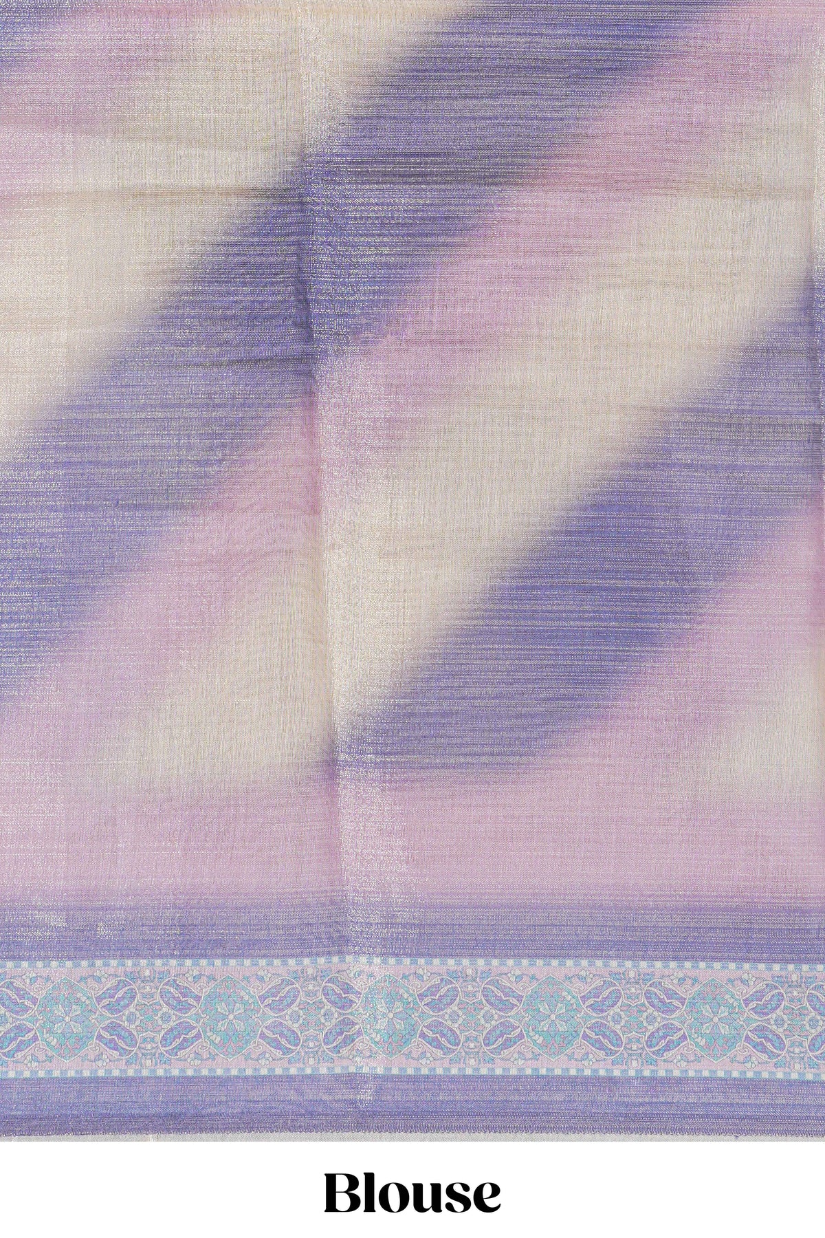 Beige colour linen cotton saree with geometric design body and contrast border with geometric pallu along with matching blouse