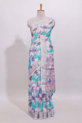 White unique designed linen cotton saree with self zari border and mathing blouse