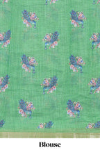 Purple peacock motifs linen cotton saree with contrast border and blouse