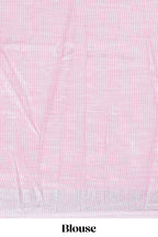 Pink butta designed linen cotton saree with self border and matching blouse
