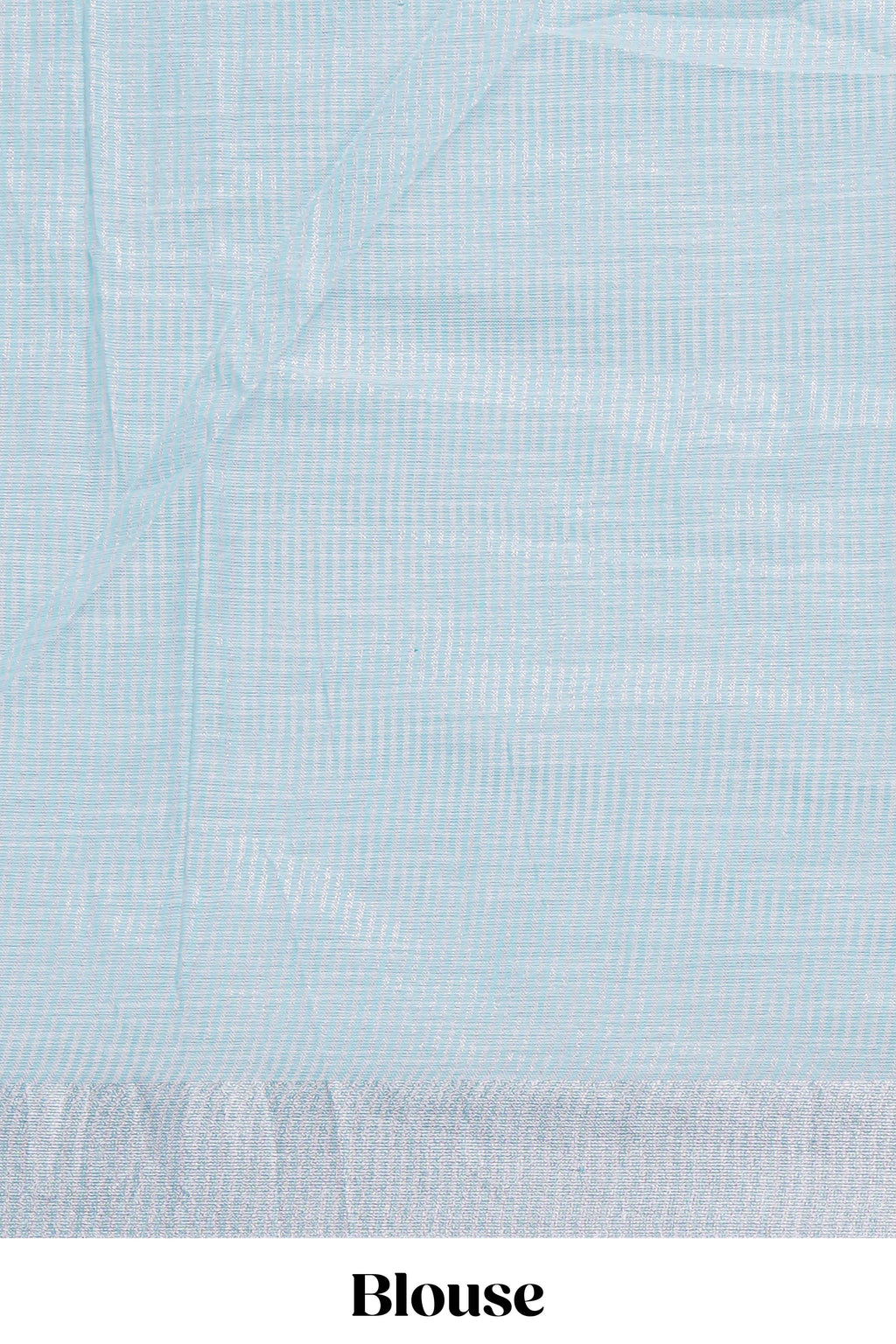 Blue zari butta designed linen cotton saree with self border and matching blouse