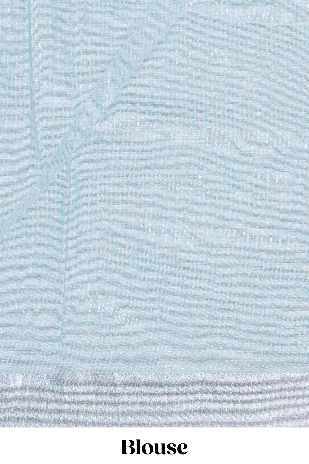 Blue zari butta designed linen cotton saree with self border and matching blouse