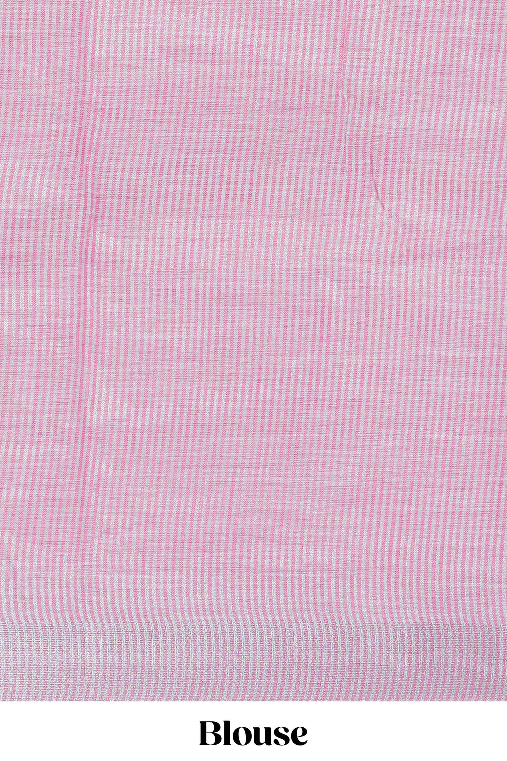 Pink floral designed linen cotton saree with self border and matching blouse