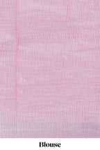 Pink floral designed linen cotton saree with self border and matching blouse