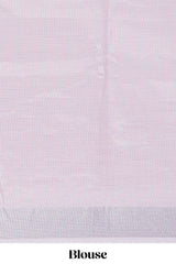 Light pink floral designed linen cotton saree with self border and matching blouse