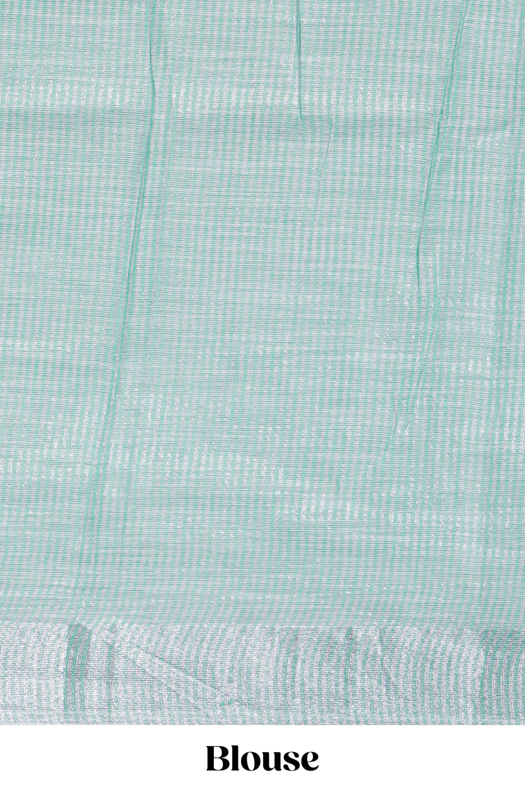 Mint green butta designed linen cotton saree with self zari border and matching blouse