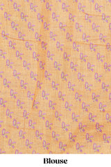 Pink stylized bird motifs linen cotton saree with contrast border and blouse
