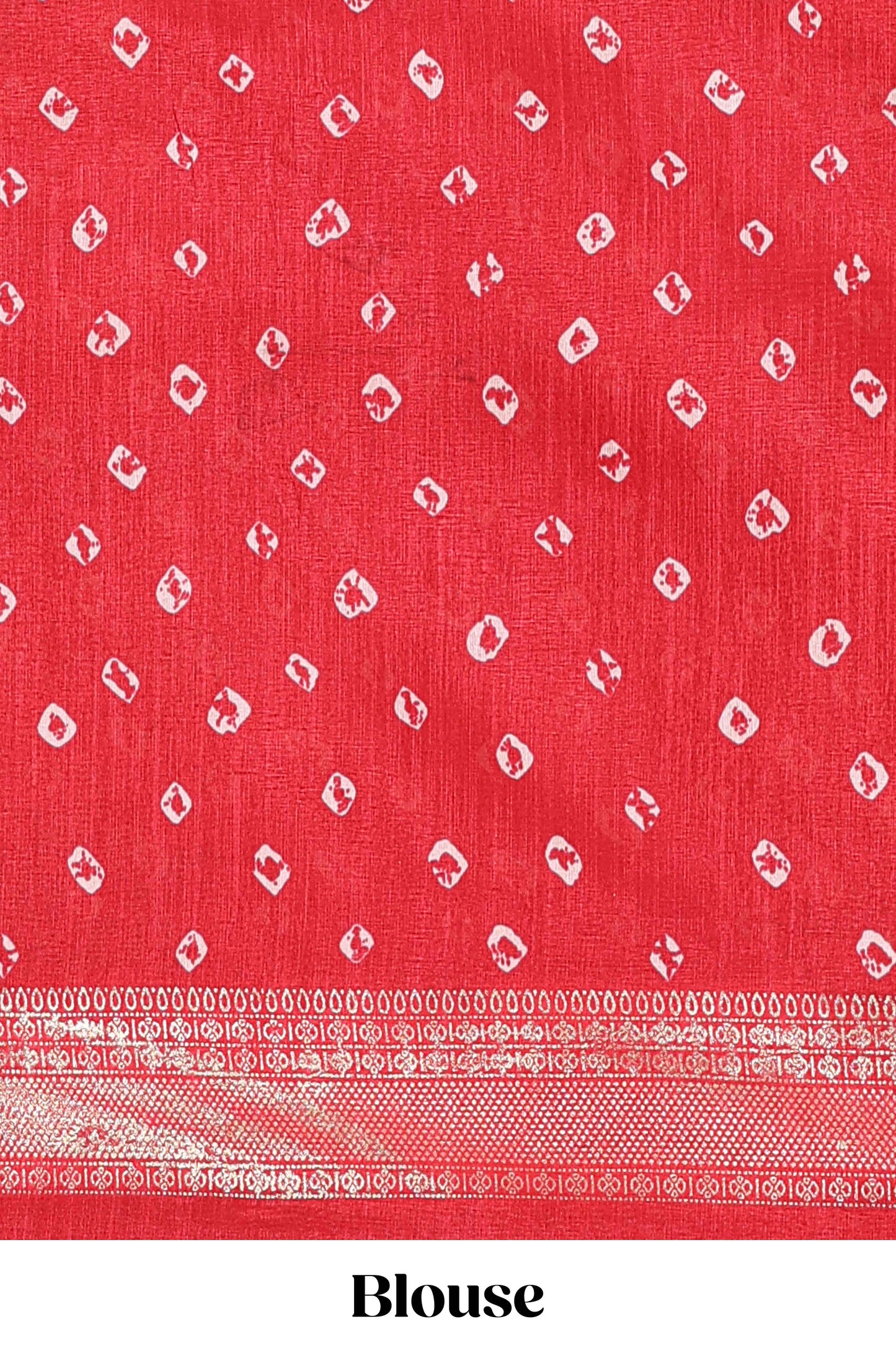 Cream dola silk bandhani designer lehenga with contrast blouse and dhavani