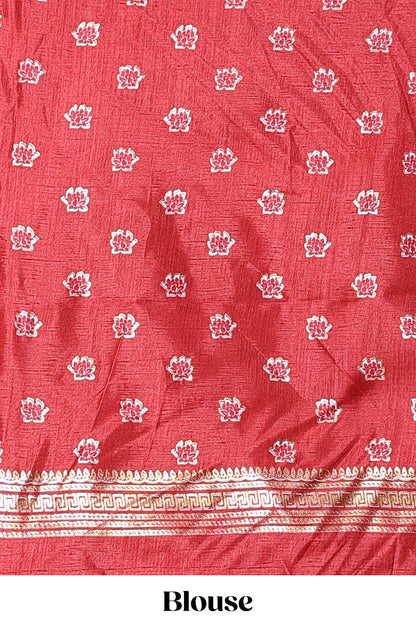 Cream dola silk floral printed lehenga with contrast blouse and dhavani