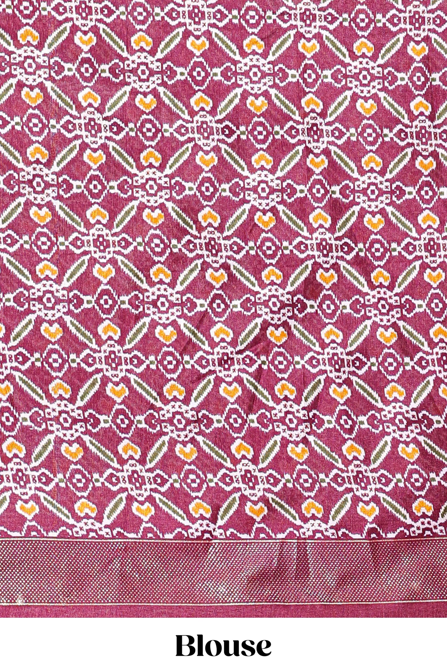 White dola silk floral lehenga with purple pochampalli border and floral butta dhavani