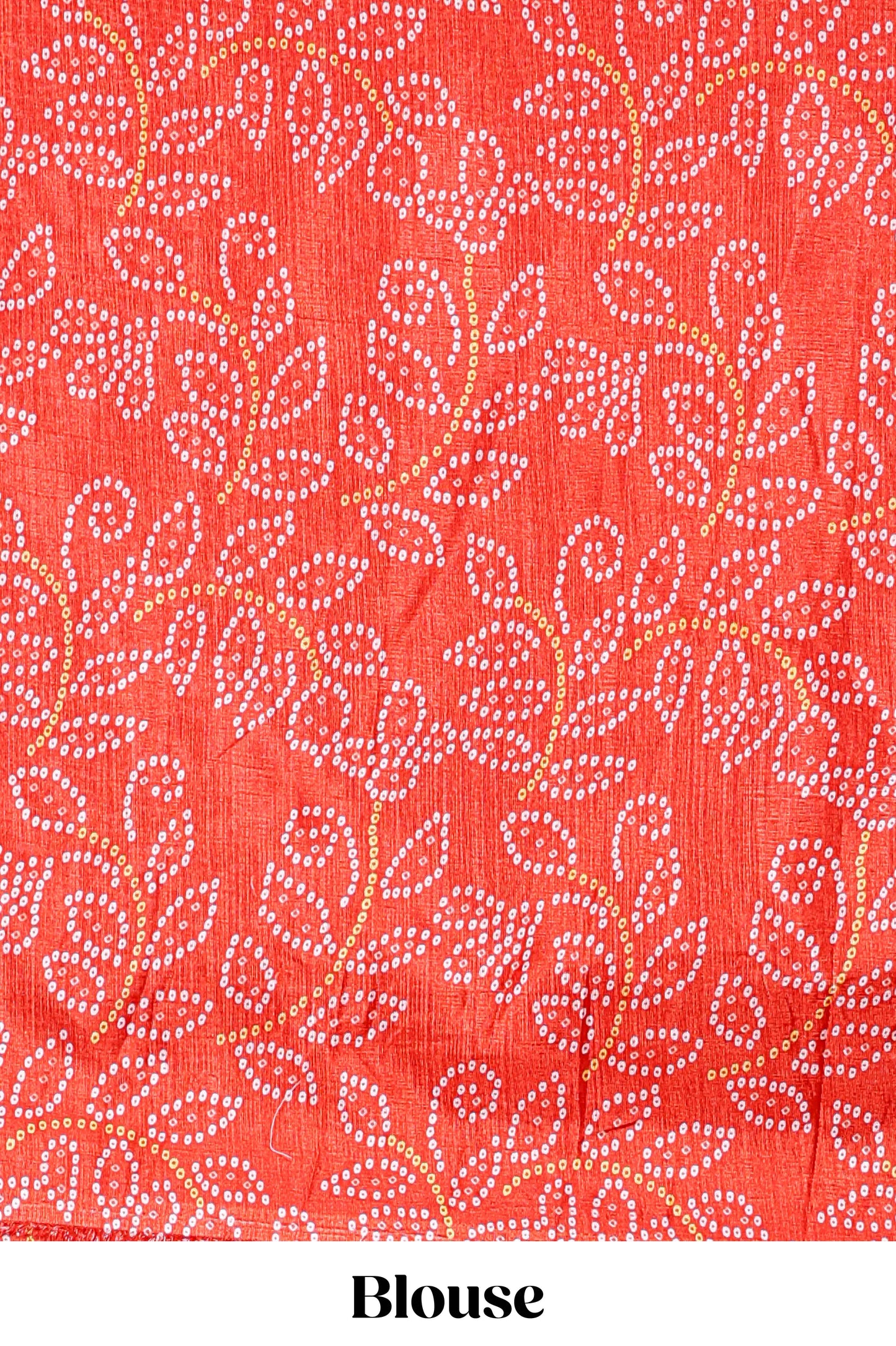 Red dola silk bhandani elephant and floral printed lehenga with contrast blouse and dhavani