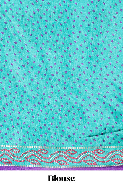 Peacock green dola silk bandhani dotted stripe lehenga set with contrast dhavani