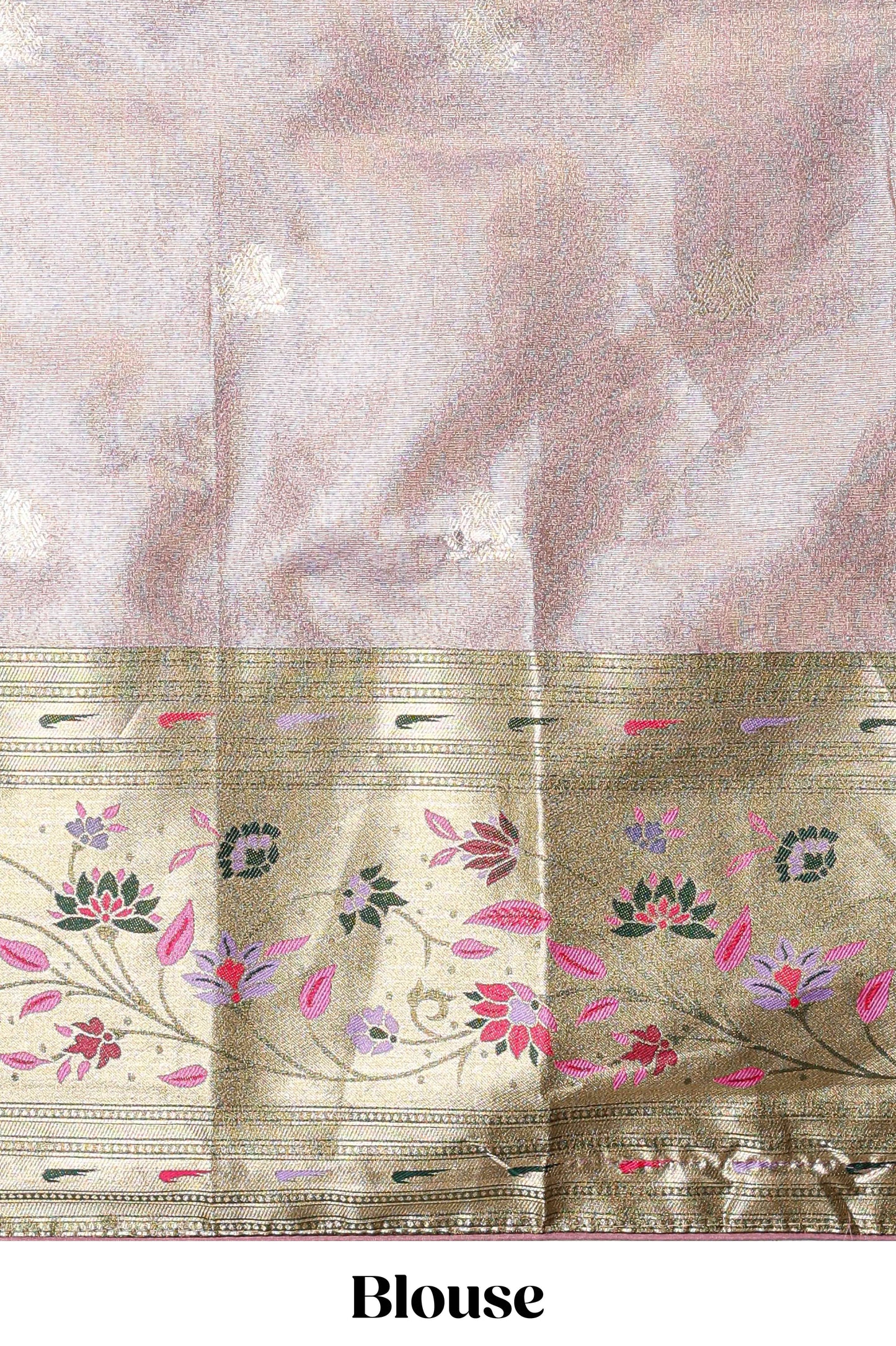 Sandal tissue lehenga with floral vines butta design and contrast border dhavani