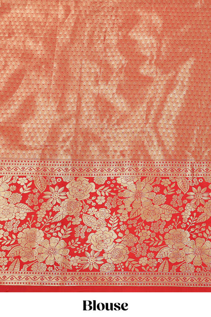 Sky blue jacquard floral zari design half saree with contrast zari border and dhavani