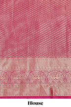 Lavender jacquard floral zari design half saree with contrast zari border and dhavani