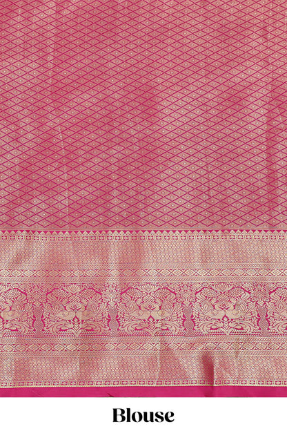 Lavender jacquard floral zari design half saree with contrast zari border and dhavani