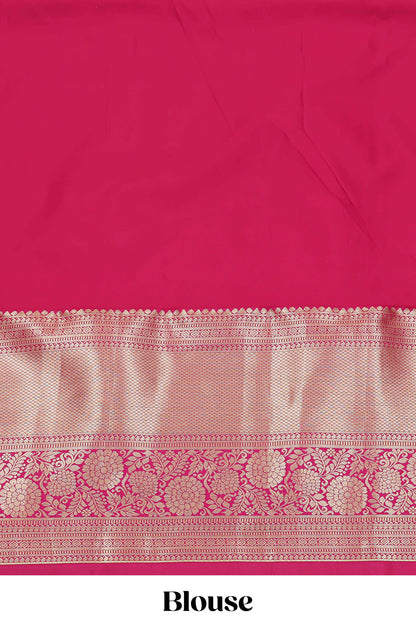 Green jacquard birds and floral zari design half saree with contrast zari border and dhavani