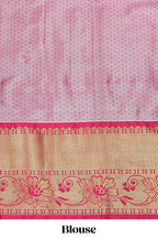 Turquoise blue jacquard floral vine zari design half saree with contrast zari border and dhavani