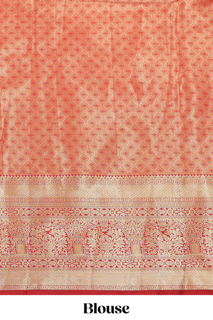 Blue jacquard floral zari design half saree with contrast zari border and dhavani