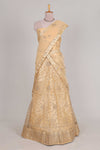 Cream colour net lehenga featuring delicate embroidery with a borderless design paired with a matching self shawl