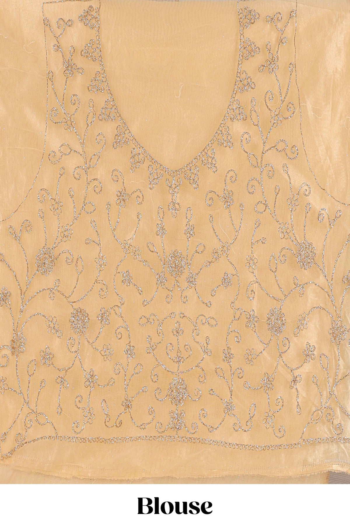 Cream colour net lehenga featuring delicate embroidery with a borderless design paired with a matching self shawl
