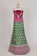 Beautiful net lehenga with intricate embroidery stone work and contrast border paired with a contrast net shawl