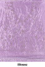 Lavender net lehenga featuring delicate embroidery with a borderless design paired with a matching self shawl