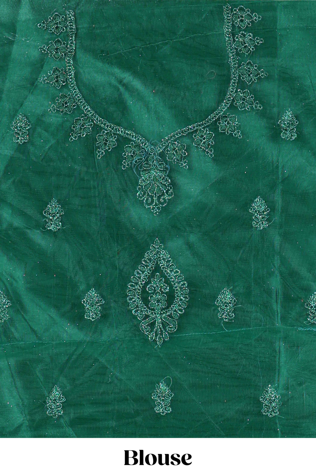 Bottle Green net lehenga featuring delicate embroidery with a borderless design paired with a matching self shawl