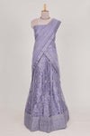 Lavender net lehengawith embroidery work and Paired with a matching net shawl
