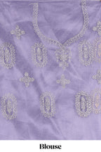 Lavender net lehenga  with embroidery work and Paired with a matching net shawl
