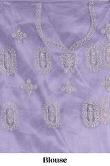 Lavender net lehengawith embroidery work and Paired with a matching net shawl