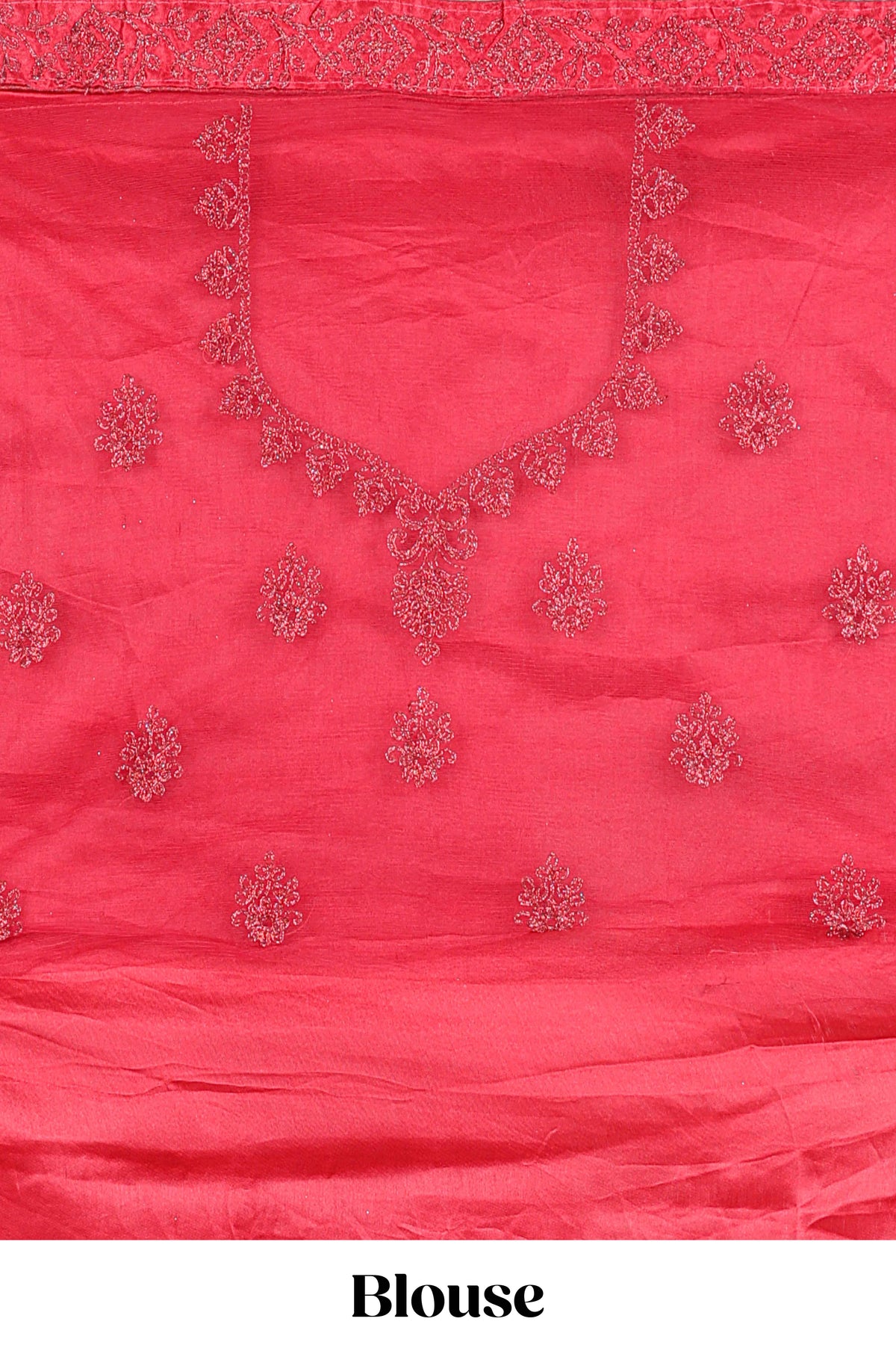 Bright red net lehenga intricate embroidery and  paired with a matching embroidered blouse