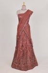 Brown net lehenga intricate embroidery andpaired with a matching embroidered blouse