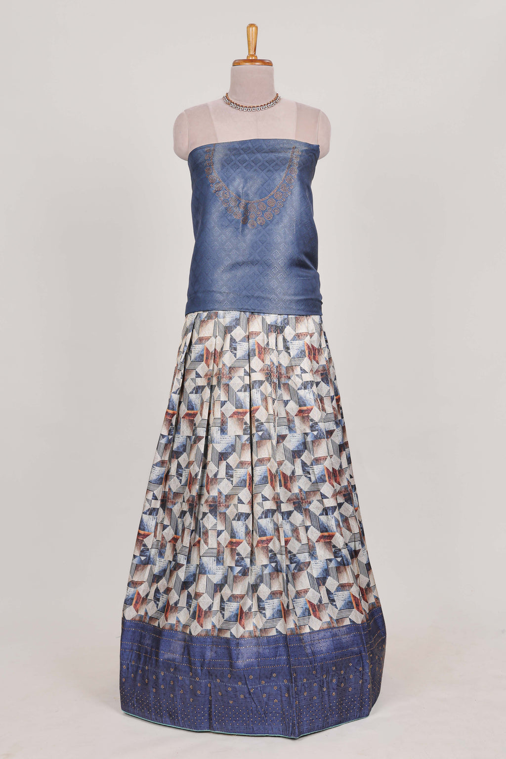 Ocean blue colour elegant  tissue lehenga featuring intricate thread weaving details with a beautiful contrast border Paired with a brocade  shawl