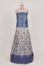 Ocean blue colour elegant  tissue lehenga featuring intricate thread weaving details with a beautiful contrast border Paired with a brocade  shawl