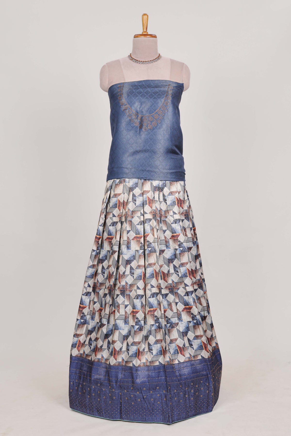Ocean blue colour elegant  tissue lehenga featuring intricate thread weaving details with a beautiful contrast border Paired with a brocade  shawl