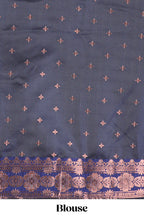 Navy blue  lehenga featuring intricate copper thread weaving details with a beautiful contrast border Paired with a brocade  shawl