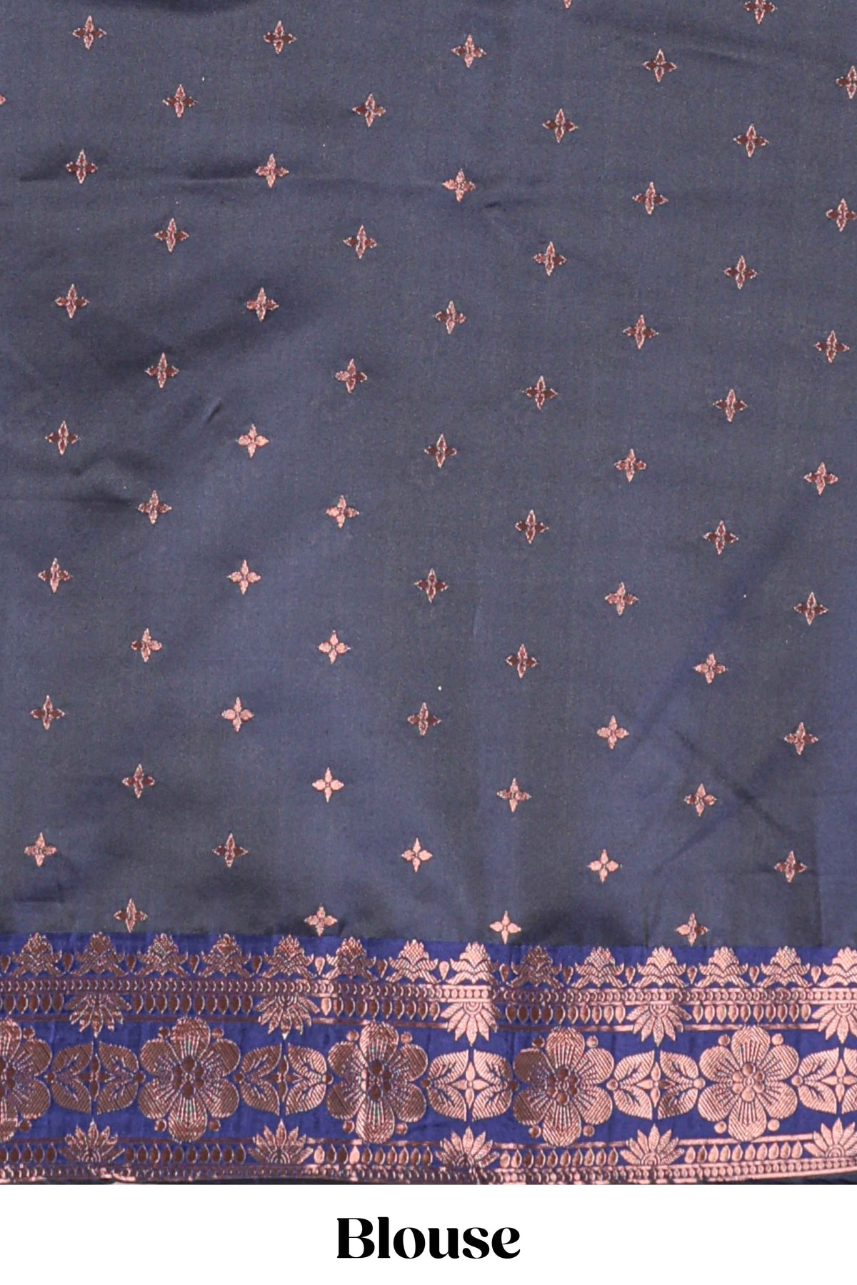 Navy blue  lehenga featuring intricate copper thread weaving details with a beautiful contrast border Paired with a brocade  shawl