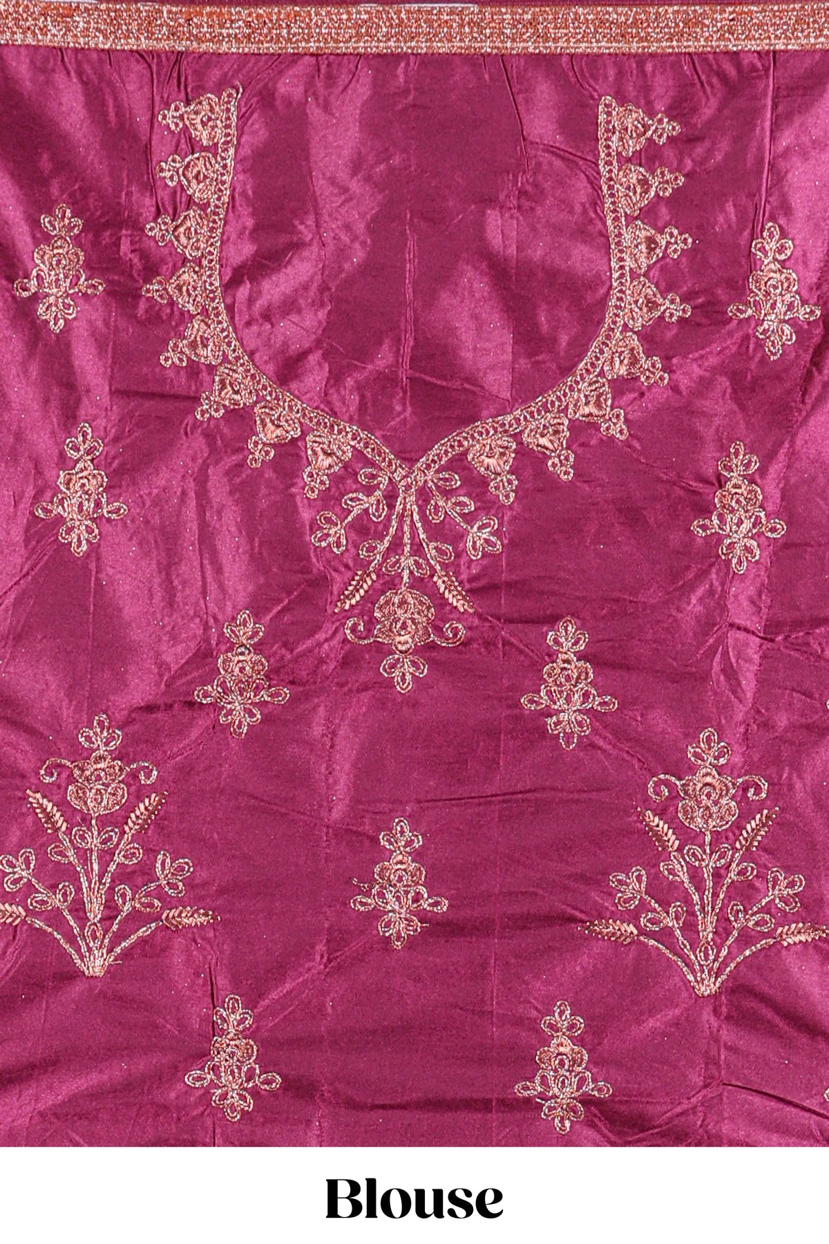 Sandle colour satin lehenga embroidery with a beautiful contrast border paired with a contrast embroidered shawl